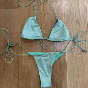 Beach Bunny Green Iridescent Bikini Set in Size S